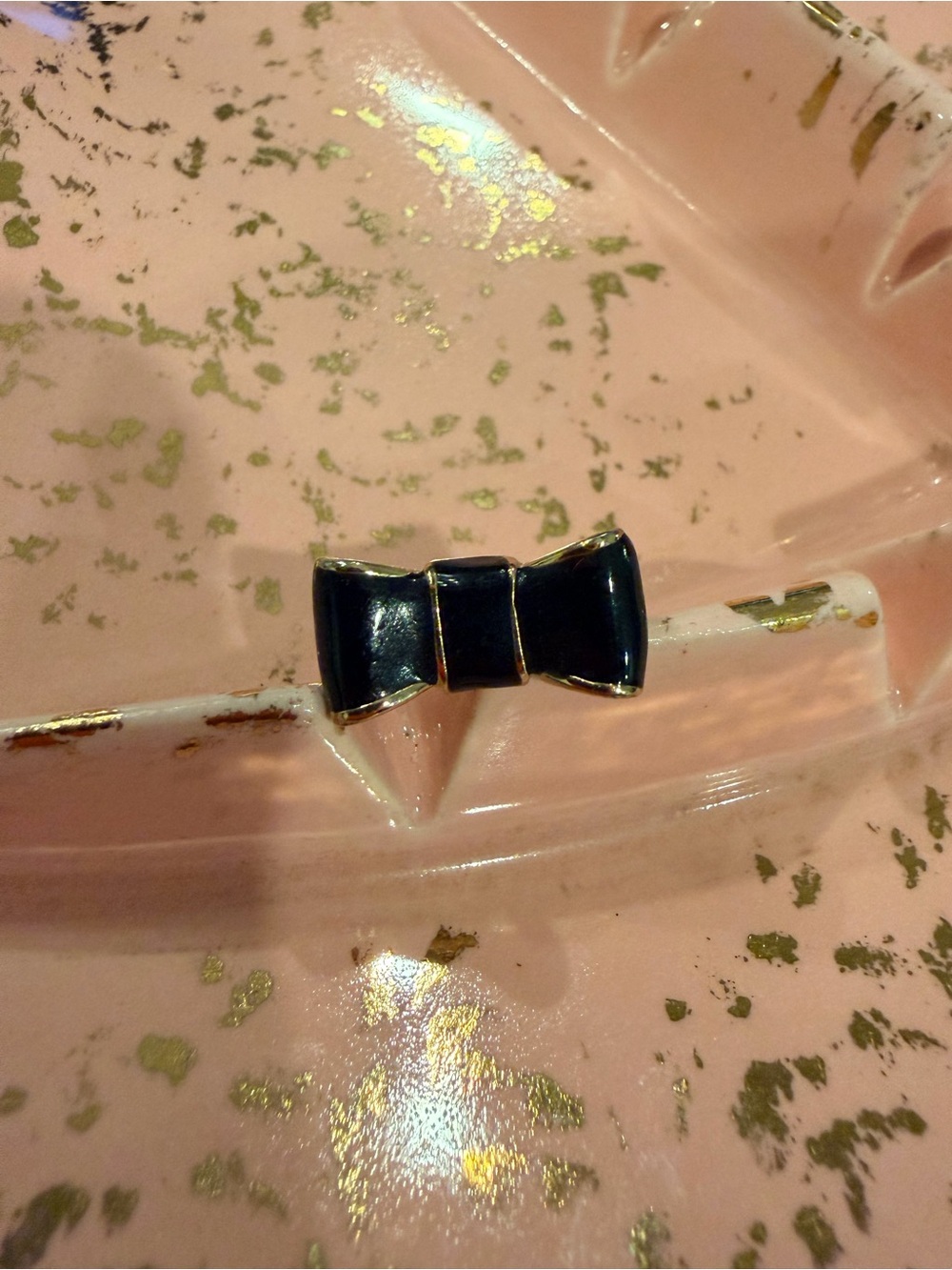 Kate spade Black Enamel Bow Ring with Gold Trim - Women's Accessory